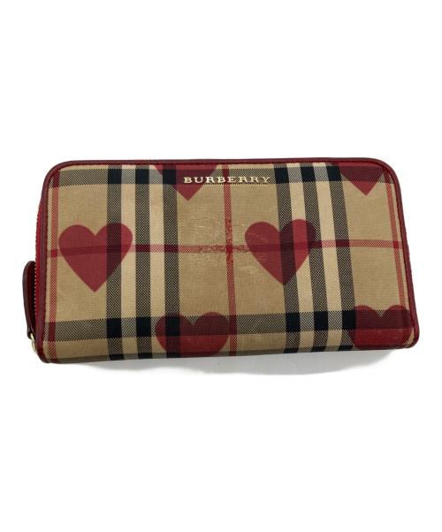 BURBERRY（バーバリー）BURBERRY (バーバリー) 長財布 ベージュ×レッドの古着・服飾アイテム