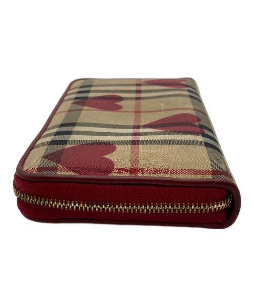 BURBERRY（バーバリー）BURBERRY (バーバリー) 長財布 ベージュ×レッドの古着・服飾アイテム
