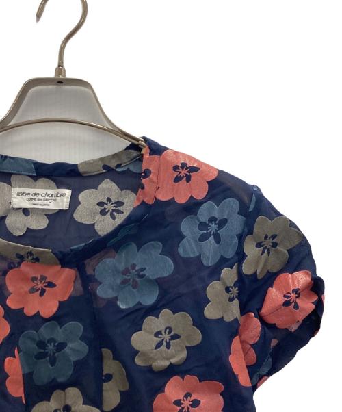ROBE DE CHAMBRE COMME DES GARCONS（ローブドシャンブル コムデギャルソン）ROBE DE CHAMBRE COMME DES GARCONS (ローブドシャンブル コムデギャルソン) フラワーデザインブラウス ネイビー サイズ:表記無しの古着・服飾アイテム