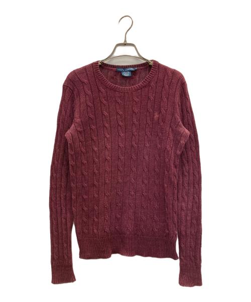 RALPH LAUREN（ラルフローレン）RALPH LAUREN (ラルフローレン) リネンケーブルニット ボルドー サイズ:Sの古着・服飾アイテム