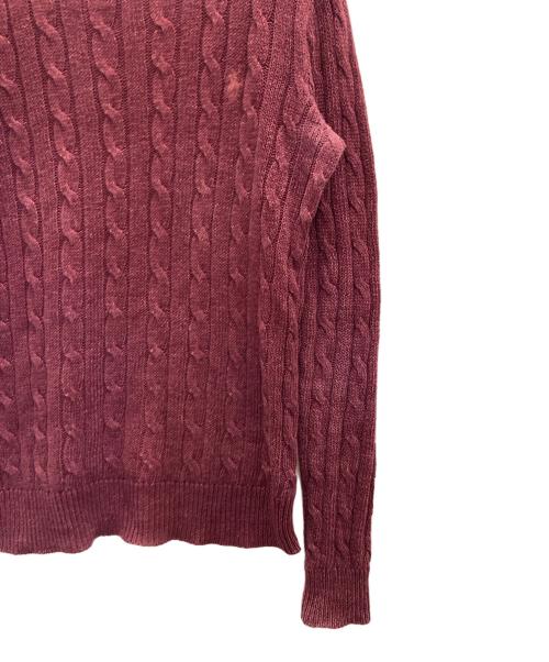 RALPH LAUREN（ラルフローレン）RALPH LAUREN (ラルフローレン) リネンケーブルニット ボルドー サイズ:Sの古着・服飾アイテム