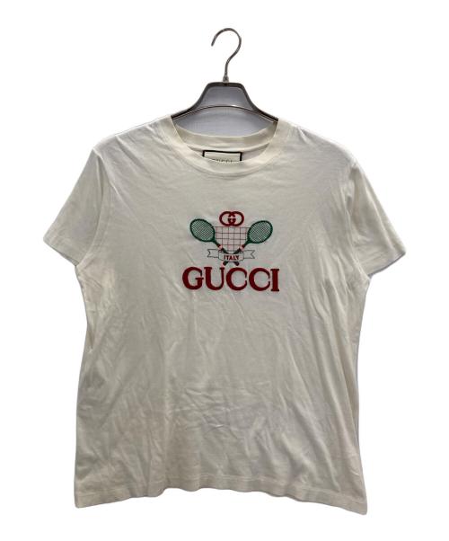 GUCCI（グッチ）GUCCI (グッチ) Tennis Logo Tee アイボリー サイズ:Ｍの古着・服飾アイテム