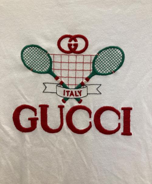 GUCCI（グッチ）GUCCI (グッチ) Tennis Logo Tee アイボリー サイズ:Ｍの古着・服飾アイテム