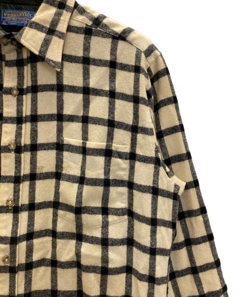 PENDLETON（ペンドルトン）PENDLETON (ペンドルトン) 70'sチェックネルシャツ アイボリー×ブラック サイズ:Ｌの古着・服飾アイテム