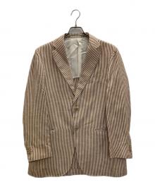 ERMENEGILDO ZEGNA（エルメネジルド・ゼニア）の古着「シルクリネン ストライプテーラードジャケット」｜ホワイト×ブラウン