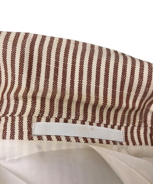 ERMENEGILDO ZEGNA（エルメネジルド・ゼニア）Ermenegildo Zegna (エルメネジルド・ゼニア) シルクリネン ストライプテーラードジャケット ホワイト×ブラウン サイズ:48の古着・服飾アイテム