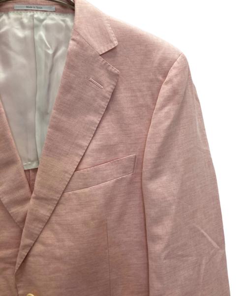ERMENEGILDO ZEGNA（エルメネジルド・ゼニア）Ermenegildo Zegna (エルメネジルド・ゼニア) リネンコットンテーラードジャケット ピンク サイズ:SIZE 50の古着・服飾アイテム
