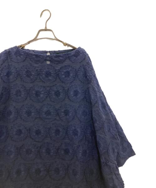 Native Village（ネイティヴビレッジ）Native Village (ネイティヴビレッジ) ジャガードブラウスワンピース ネイビー サイズ:表記無しの古着・服飾アイテム