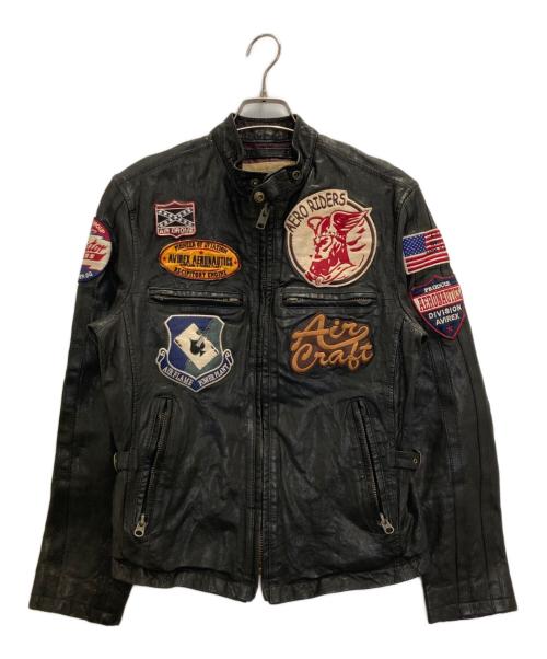 AVIREX（アヴィレックス）AVIREX (アヴィレックス) ゴートスキンシングルライダースジャケット ブラック サイズ:Mの古着・服飾アイテム