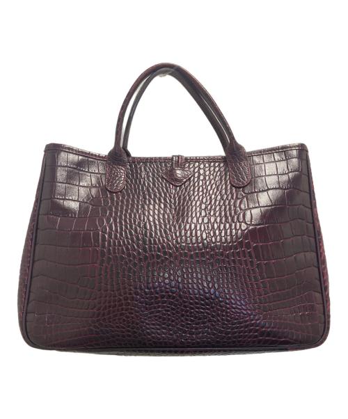 LONGCHAMP（ロンシャン）LONGCHAMP (ロンシャン) クロコ型押しハンドバッグ パープルの古着・服飾アイテム