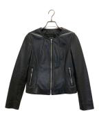 allurevilleアルアバイル）の古着「レザークルーネックブルゾン」｜ブラック