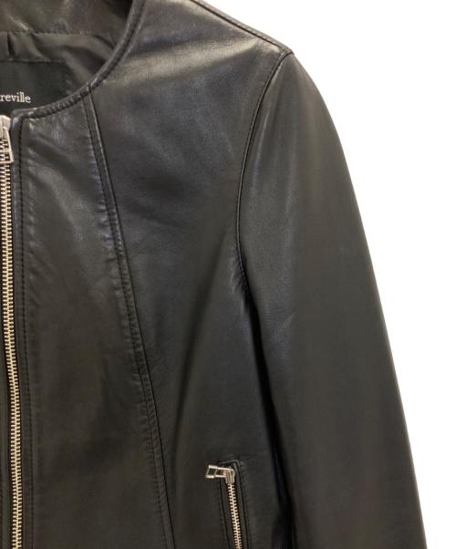 allureville（アルアバイル）allureville (アルアバイル) レザークルーネックブルゾン ブラック サイズ:1の古着・服飾アイテム