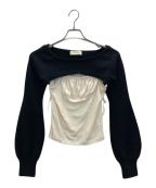 ANDMARYアンドマリー）の古着「Sophia layered top」｜ブラック×ベージュ
