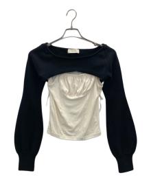 ANDMARY（アンドマリー）の古着「Sophia layered top」｜ブラック×ベージュ