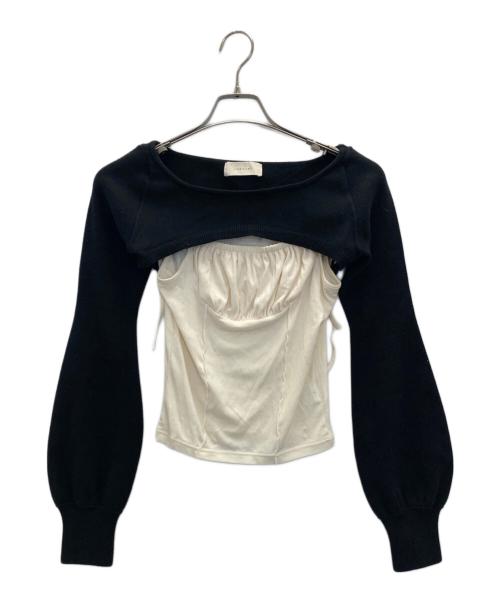 ANDMARY（アンドマリー）ANDMARY (アンドマリー) Sophia layered top ブラック×ベージュ サイズ:FREEの古着・服飾アイテム