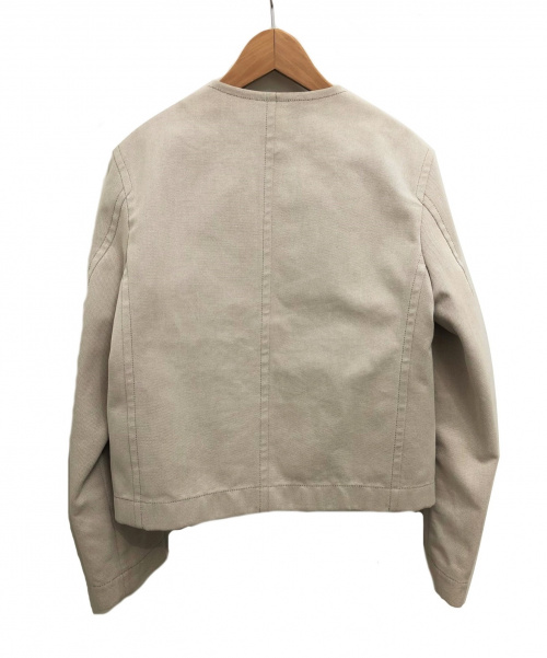 HERMES（エルメス）HERMES (エルメス) シェーヌダンクルレザートリムノーカラージャケット ベージュ サイズ:38 マルジェラ期　羊革使用　フランス製の古着・服飾アイテム