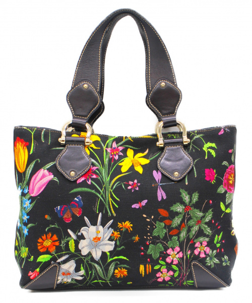 GUCCI（グッチ）GUCCI (グッチ) フローラキャンバストートバッグ ブラック サイズ:上記参照 492783 153024　イタリア製の古着・服飾アイテム