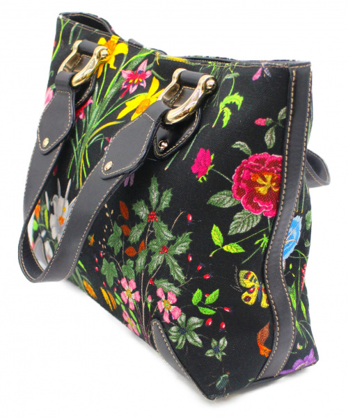 GUCCI（グッチ）GUCCI (グッチ) フローラキャンバストートバッグ ブラック サイズ:上記参照 492783 153024　イタリア製の古着・服飾アイテム