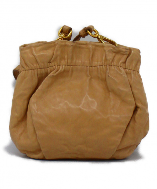 PRADA（プラダ）PRADA (プラダ) 巾着型レザーポシェット アイボリー 7の古着・服飾アイテム