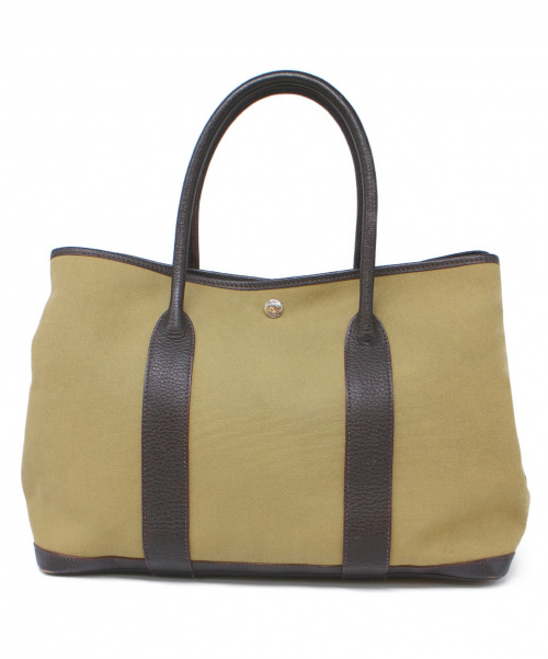 HERMES（エルメス）HERMES (エルメス) ガーデンパーティPM トートバッグ オリーブ×ダークブラウン  V刻印の古着・服飾アイテム