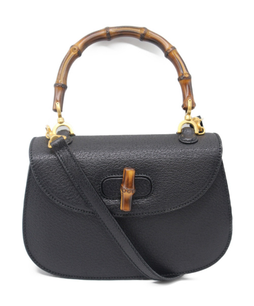 GUCCI（グッチ）GUCCI (グッチ) バンブーハンドル2WAYハンドバッグ ブラック OLD GUCCI 000 14 0183の古着・服飾アイテム