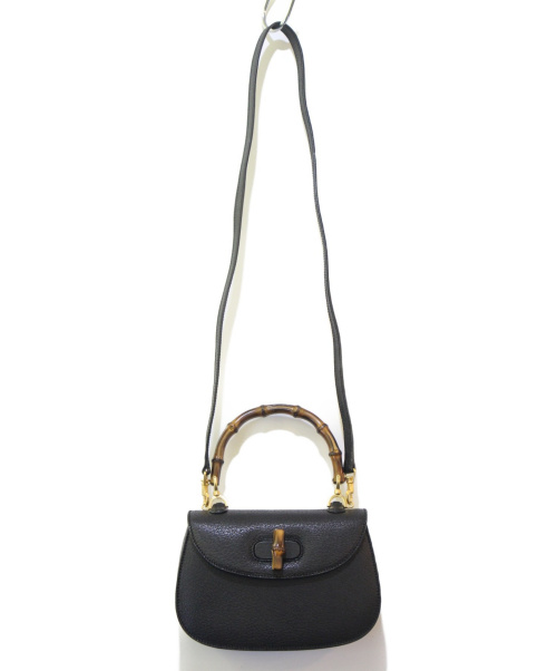 GUCCI（グッチ）GUCCI (グッチ) バンブーハンドル2WAYハンドバッグ ブラック OLD GUCCI 000 14 0183の古着・服飾アイテム