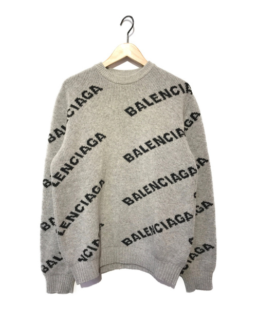 BALENCIAGA（バレンシアガ）BALENCIAGA (バレンシアガ) ジャガードロゴニット グレー サイズ:Sの古着・服飾アイテム