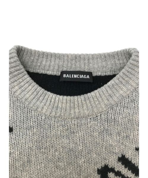 BALENCIAGA（バレンシアガ）BALENCIAGA (バレンシアガ) ジャガードロゴニット グレー サイズ:Sの古着・服飾アイテム