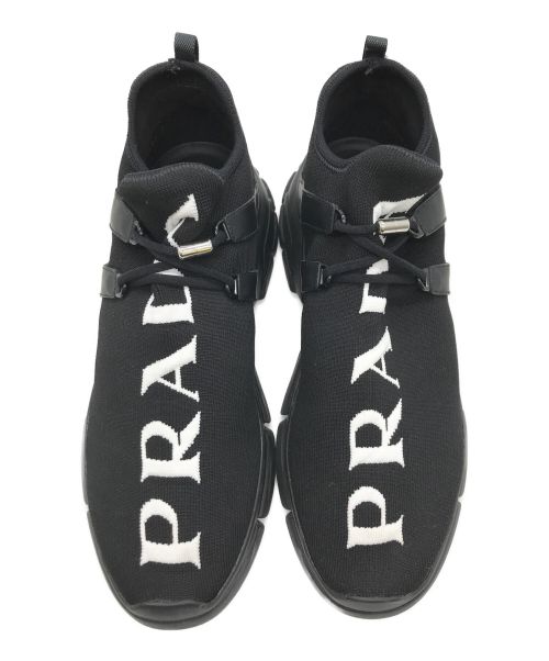 PRADA（プラダ）PRADA (プラダ) フロントロゴソックススニーカー ブラック サイズ:7の古着・服飾アイテム