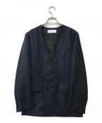 NEON SIGNネオンサイン）の古着「CHALK STRIPE NO COLLAR JACKET」｜ネイビー