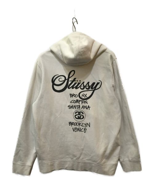 stussy（ステューシー）stussy (ステューシー) WORLD TOURWORLD TOUR HOODIE スウェット パーカー ホワイト サイズ:Lの古着・服飾アイテム