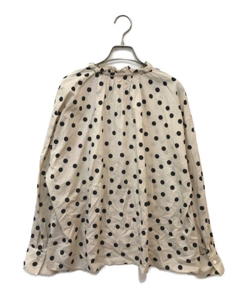 BALLSEY（ボールジィ）BALLSEY (ボールジィ) ドットプリント ネックギャザーブラウス ベージュ サイズ:36の古着・服飾アイテム