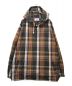 KEBOZ（ケボズ）の古着「CHECK HALF ZIP-UP HOODED SHIRT」｜ブラウン