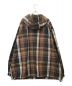 KEBOZ (ケボズ) CHECK HALF ZIP-UP HOODED SHIRT ブラウン サイズ:LARGE：6000円