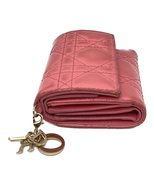 Christian Dior（クリスチャン ディオール）Christian Dior (クリスチャン ディオール) カナージュコンパクトウォレット ピンクの古着・服飾アイテム