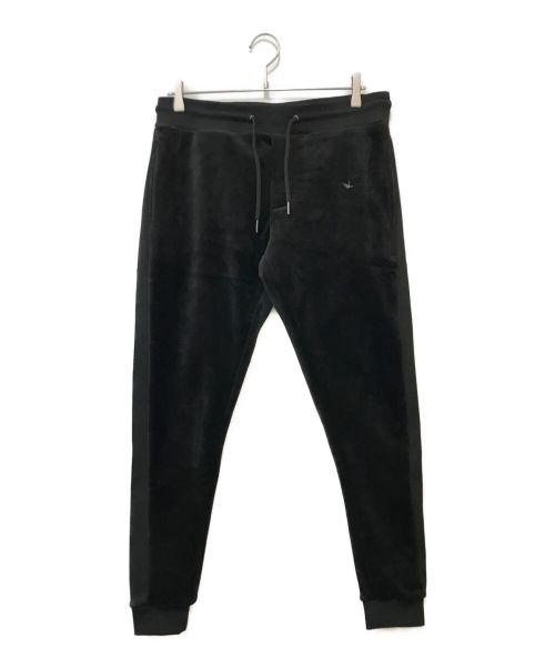 1piu1uguale3（ウノピュウノウグァーレトレ）1piu1uguale3 (ウノ ピゥ ウノ ウグァーレ トレ) ヘビーベロアジョガーパンツ ブラック サイズ:Lの古着・服飾アイテム