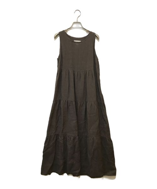 O'NEIL OF DUBLIN（オニールオブダブリン）O'NEIL OF DUBLIN (オニールオブダブリン) リネンノースリーブワンピース ブラウン サイズ:Fの古着・服飾アイテム