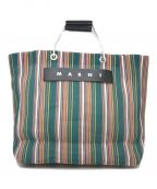 MARNIマルニ）の古着「MARKET STRIPE BAG」｜ブルー×ピンク
