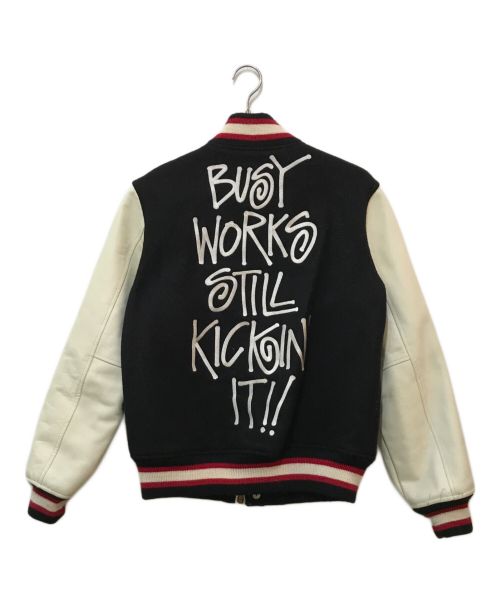 stussy（ステューシー）stussy (ステューシー) A BATHING APE (アベイシングエイプ) VARSITY JACKET ブラック サイズ:Mの古着・服飾アイテム