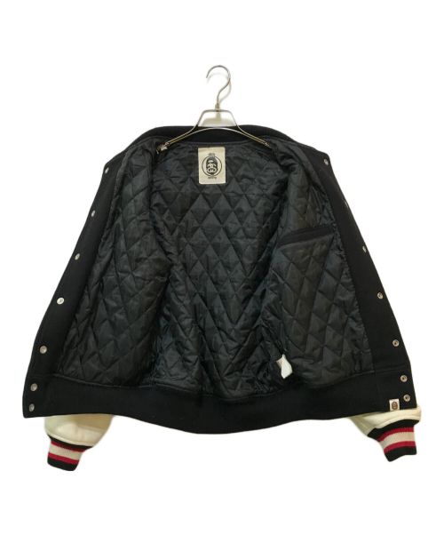 stussy（ステューシー）stussy (ステューシー) A BATHING APE (アベイシングエイプ) VARSITY JACKET ブラック サイズ:Mの古着・服飾アイテム