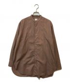 Phlannelフランネル）の古着「スタンドカラーシャツ」｜ブラウン