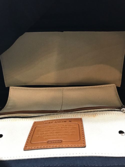 COACH（コーチ）COACH (コーチ) キャンバスボストンバッグ アイボリー×ブラウンの古着・服飾アイテム