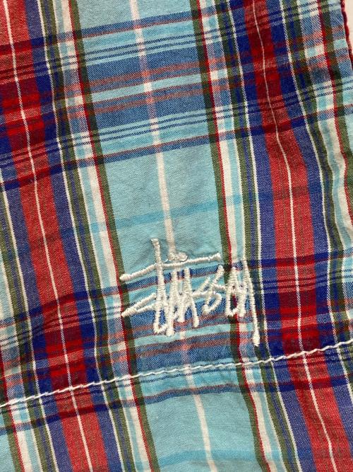 OLD STUSSY（オールドステューシー）OLD STUSSY (オールドステューシー) ハーフパンツ レッド×スカイブルー サイズ:Mの古着・服飾アイテム