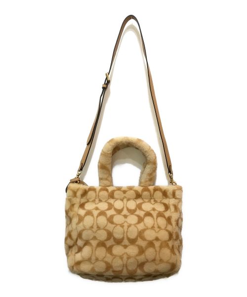 COACH（コーチ）COACH (コーチ) シグネチャー シアリングトート28 ベージュの古着・服飾アイテム