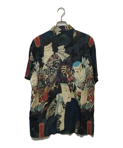 Sun Surf SPECIAL EDITION（サンサーフ・スペシャルエディション）Sun Surf SPECIAL EDITION (サンサーフ・スペシャルエディション) 三代目 歌川豊国 当世好男子伝・松アロハシャツ ネイビー サイズ:Lの古着・服飾アイテム