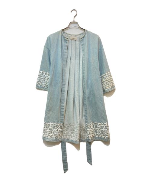 ne quittez pas（ヌキテパ）ne quittez pas (ヌキテパ) 刺繍デニムガウンコート インディゴ サイズ:-の古着・服飾アイテム