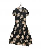 INGEBORGインゲボルグ）の古着「花柄シャツワンピース」｜ブラック