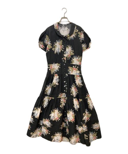 INGEBORG（インゲボルグ）INGEBORG (インゲボルグ) 花柄シャツワンピース ブラック サイズ:FREEの古着・服飾アイテム