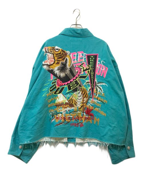 doublet（ダブレット）doublet (ダブレット) CHAOS EMBROIDERY SILK DUCK CUT OFF JACKET　19SS31BL81 ブルー サイズ:Mの古着・服飾アイテム