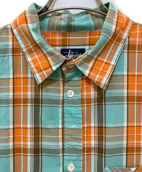 OLD STUSSY（オールドステューシー）OLD STUSSY (オールドステューシー) チェックS/Sシャツ オレンジ×グリーン サイズ:Lの古着・服飾アイテム